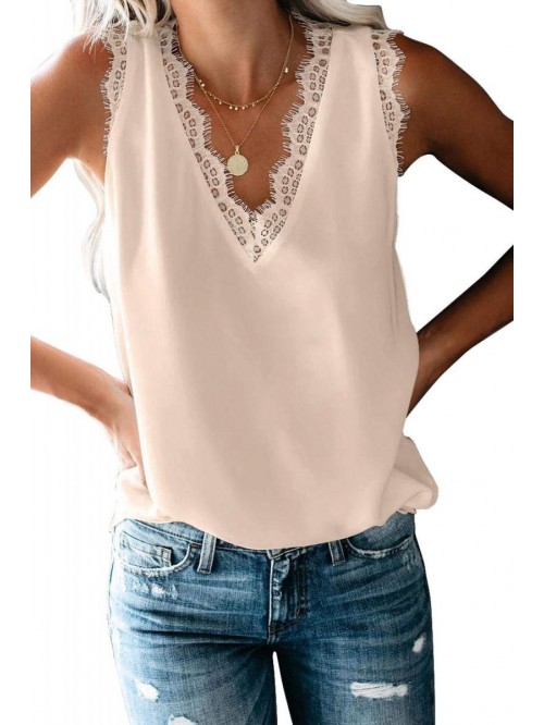 flare Sexy Summer Lace Trim Sleeveless Cami Tank T...