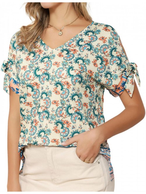 KARIN Women's Summer Tops V Neck T-Shirt Floral Pr...