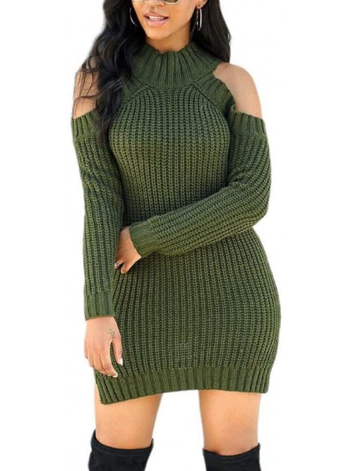 Dress for Women Ribbed Sexy Off Shoulder Mock Neck...