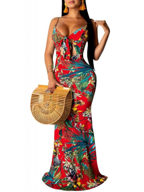 Women's Summer Floral Spaghetti Strap Long Maxi Dr...