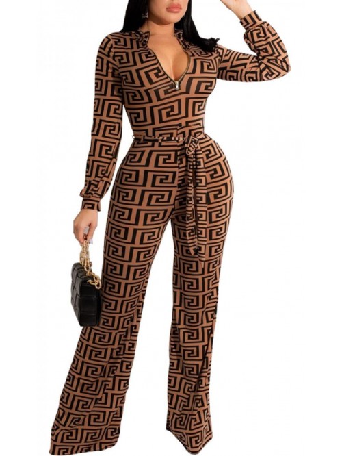 Elegant Jumpsuit Sexy Long Sleeve Straight Trouser...