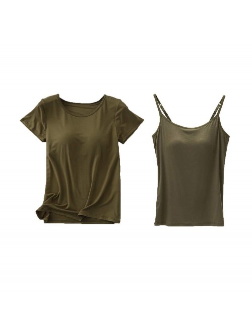 Women 's Built-in Bra Padded Short Sleeve T-Shirt ...