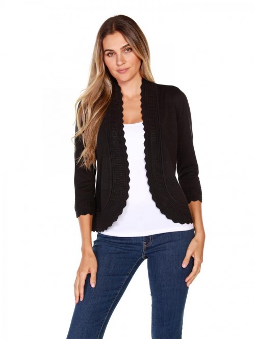 Lightweight Cardigan Shrug with 3/4 Sleeves and Sc...