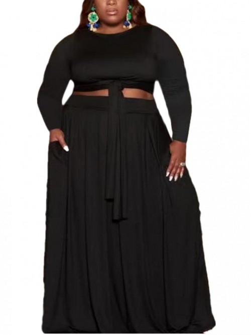 Plus Size Maxi Skirt Sets Women 2 Piece Outfits Se...