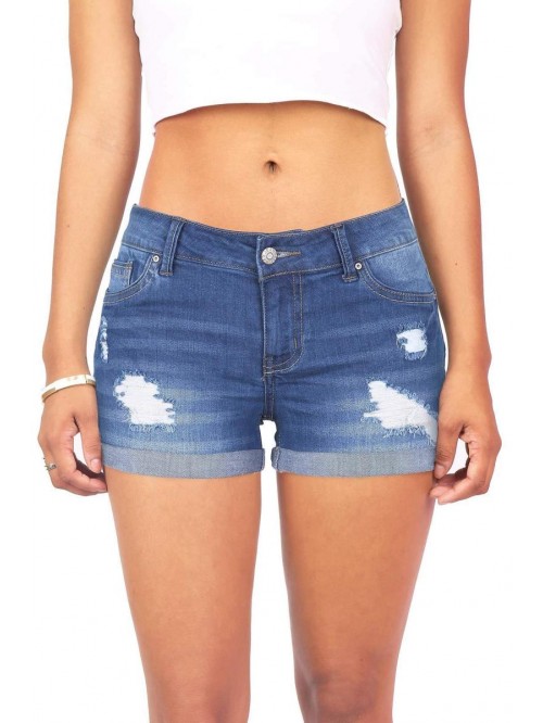 Jean Women's Push Up Denim Jean Shorts with Destru...