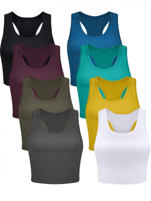 8 Pieces Basic Crop Tank Tops Sleeveless Racerback...