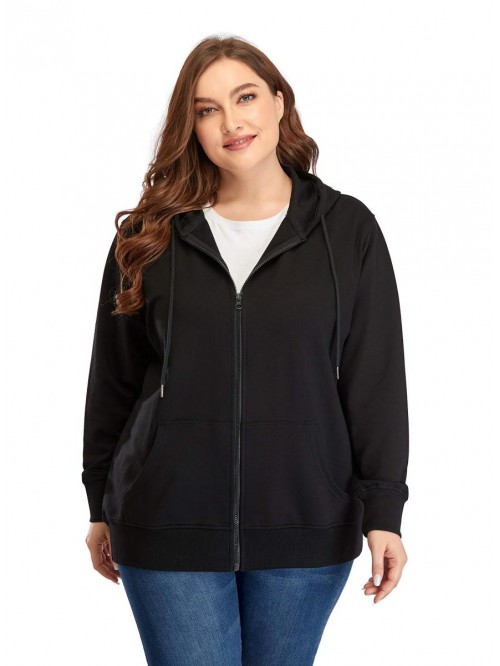 Women's Plus Size Full Zip-Up Hoodie Jacket Cotton...