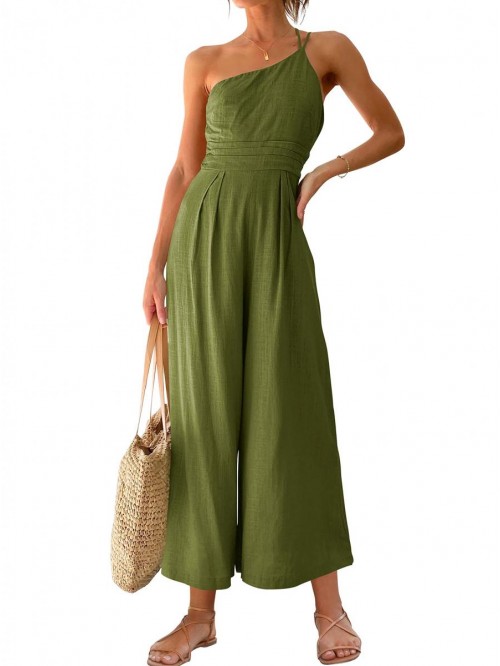 Women's Summer Wide Leg Dressy One Shoulder Straps...