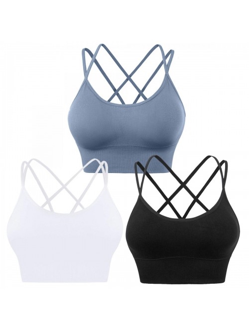 Cross Back Sport Bras Padded Strappy Criss Cross C...