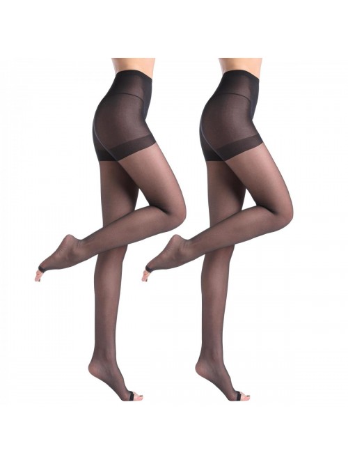 YAGAXI 2Pairs Cotton Sheer Tights for Women 20D Co...